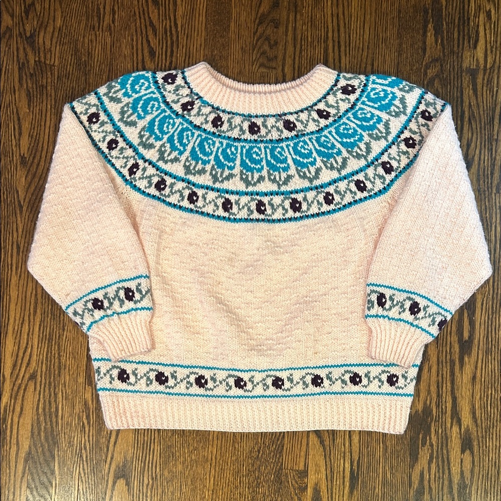 Vintage Homemade Hand Knit Easter Sweater